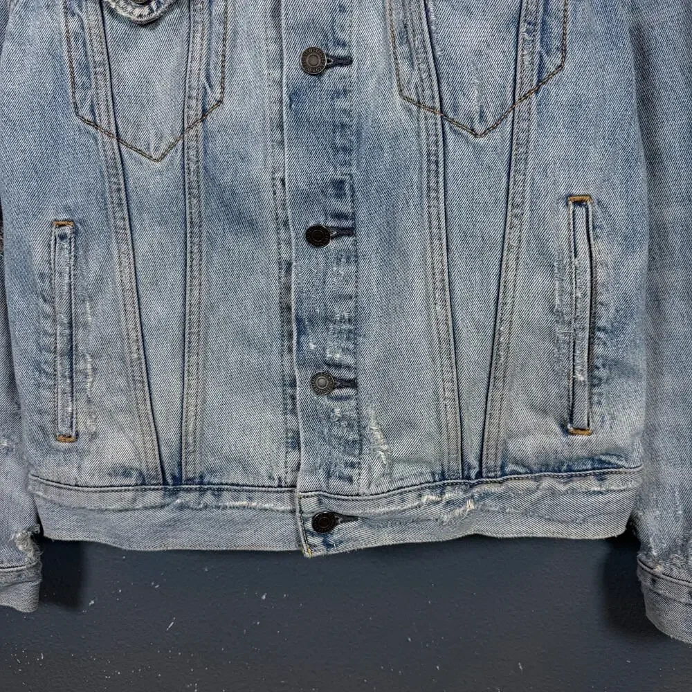 Levi’s S men’s blue denim distressed light jacket bomber